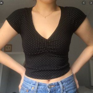 Brandy Melville Gina top-black and white polka dot